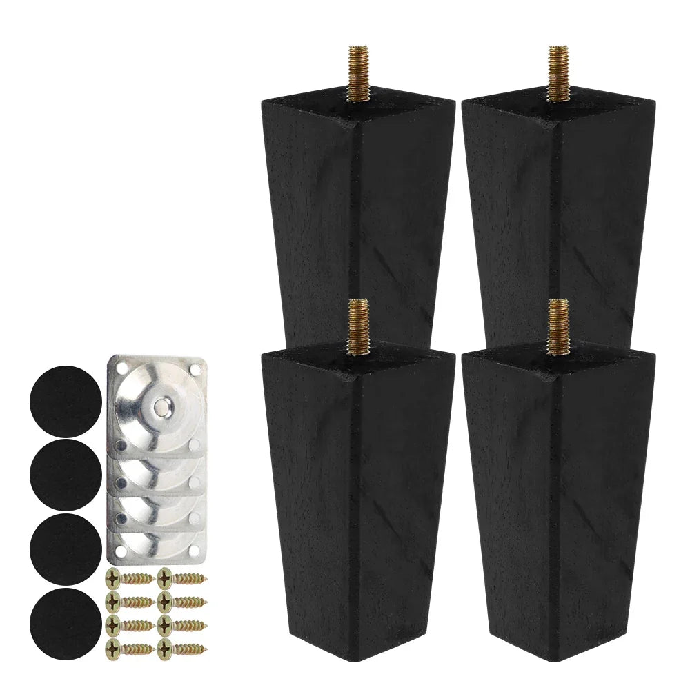 4Pcs Square Furniture Legs 6/10/15cm Solid Wood Furniture Feets Bed Sofa Table Legs Chair Replacement Feet For Couch Cabinet