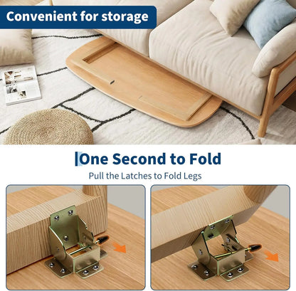 Rectangular Wooden Foldable Coffee Sofa Table Tatami Tea Table with Folding Legs Portable Laptop Desk for Home Office Balcony