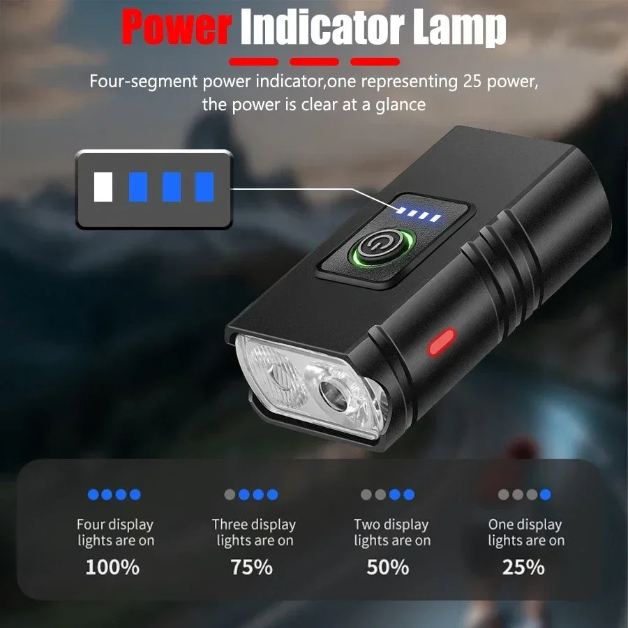 Bright Bicycle Light T6 LED Front USB Rechargeable MTB Mountain Bicycle Lamp 1000LM Bike Headlight Flashlight Cycling Scooter