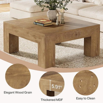 Square Coffee Table for Living Room, 39.4-Inch Farmhouse Center Cocktail Table