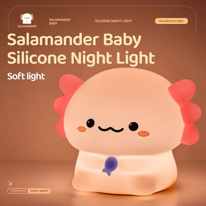 Axolotl Baby Night Light Cute Silicone Salamander Sleep Light USB Rechargeable Touch Control Night Light Children Birthday Gift