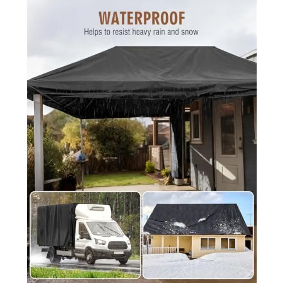20 Mil Heavy Duty Waterproof Tarp Tarpaulin with Reinforced Webbing Loops Multipurpose Oxford Fabric Tarp for Firewood Roof Cam