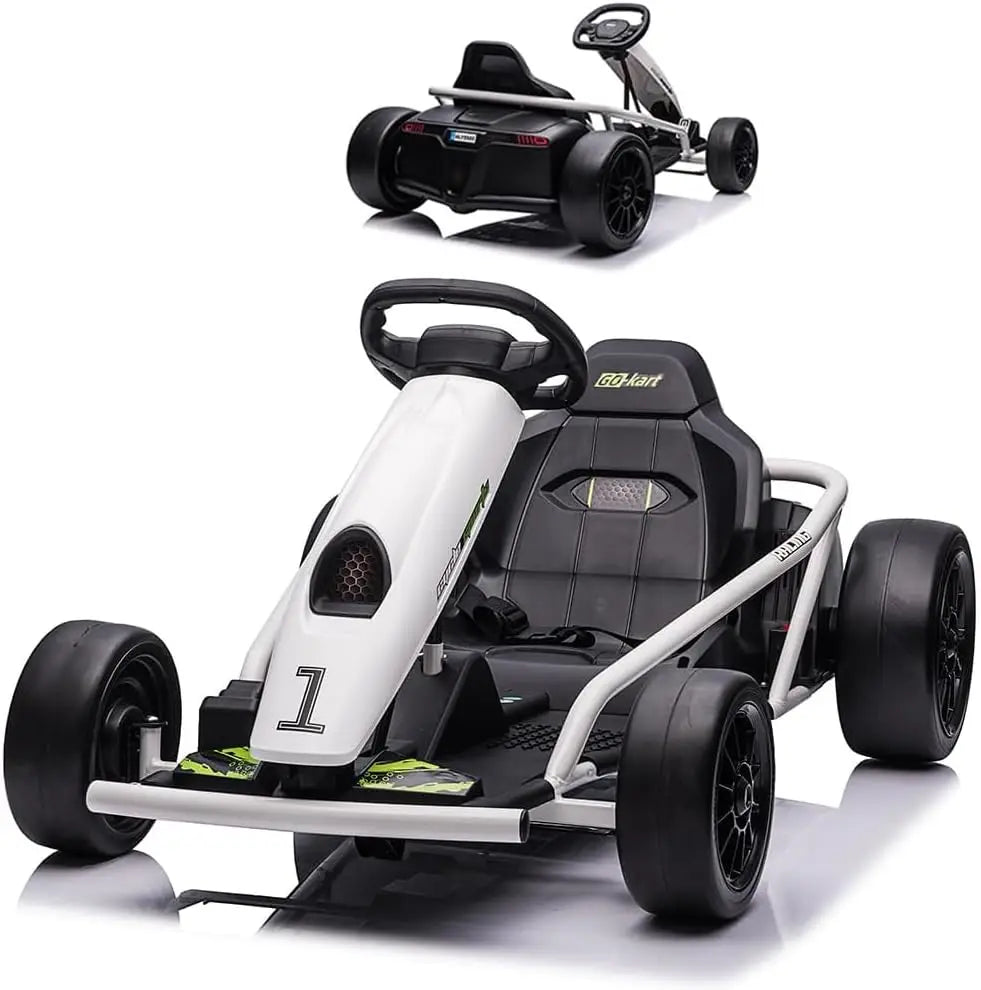 24V Go Kart for Teens & Big Kids Drifting Car with 2×300w Motor,8 MPH Speed,Music,Slow Start,Outdoor Racing Toy for Ages 8-12Y