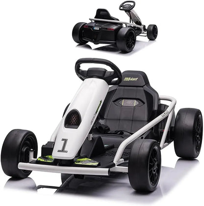 24V Go Kart for Teens & Big Kids Drifting Car with 2×300w Motor,8 MPH Speed,Music,Slow Start,Outdoor Racing Toy for Ages 8-12Y