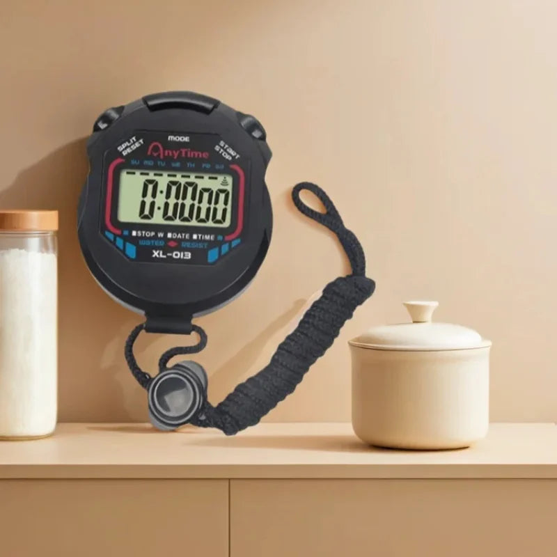 Classic Professional Digital Stopwatch Handheld LCD Display with Lanyard High Precision Sports Timer Kitchen Countdown Timer