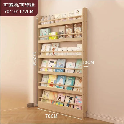 Corner storage rack, ultra-thin solid wood floor-standing bookcase, door back storage rack, narrow cabinet, wall-mounted childre