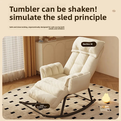 Lazy rocking chair Home retro balcony Leisure folding reclining chair Sofa chair Bedroom Single person can sit and lie down