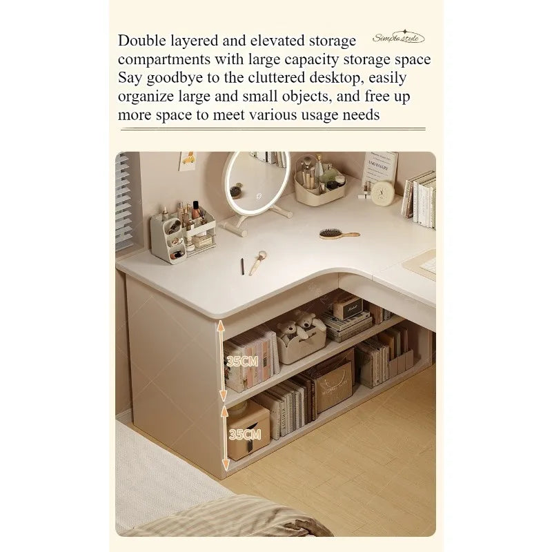 Computer desk Desktop Home bedroom Bookshelf Integrated student learning to write Corner Multifunctional office desk