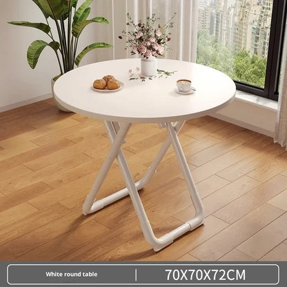 Portable Folding Round Dining Table Space Saving Kitchen Table Small Apartment Balcony Outdoor Lightweight Easy Storage Wood