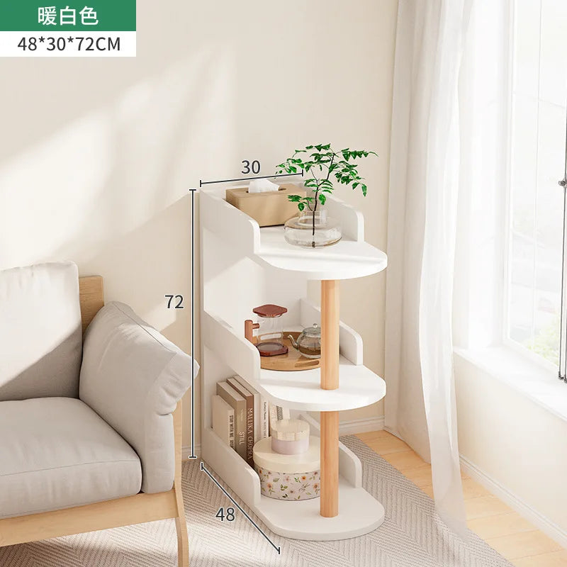 Wooden Corner Storage Bedside Table Simple Modern Multi-Layer Side Table Nightstand Cabinet Standing Bookcases Home Living Room