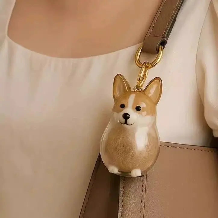 Transparent Storage Box Dog Hair Collection Pendant Golden Retriever Corgi Samoyed Labrador Hair Storage Keychain