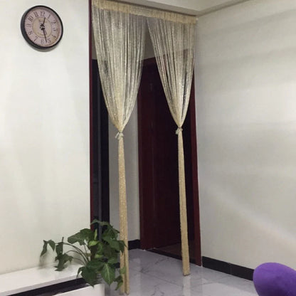 Glitter Door String Curtain Room Divider Blind Silver Ribbon Shiny Tassel Flash Line Curtain for Wedding Party Window Decoration