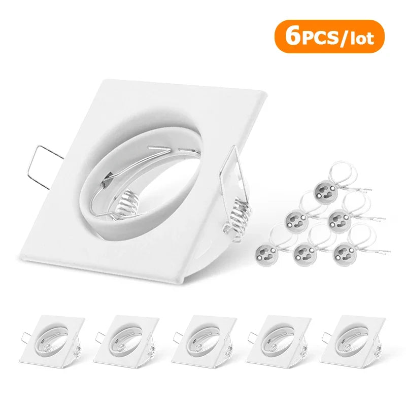 Square LED Recessed Ceiling Light Fitting Fixture for Spot light Adjustable Frame MR16 GU10 Bulb Fixture Downlight Holder