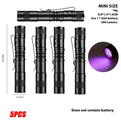395nm UV Flashlight Ultraviolet Light,Pet Dog Cat Urine Detector Scorpion Finder,Portable UV Lamp w/ Pen Clip Use AAA Batteries