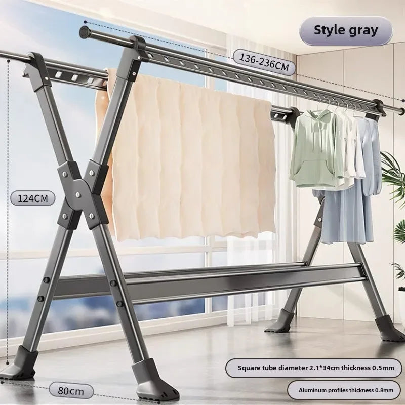 Floor-to-ceiling drying rack Aluminum alloy outdoor foldable free installation drying rack Children's clothing drying rack