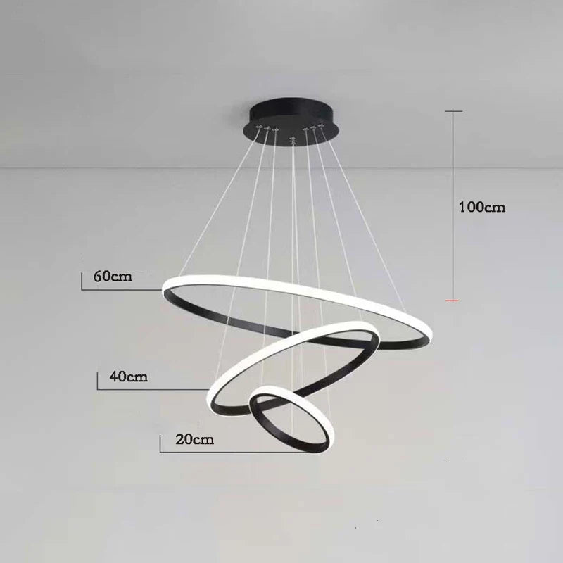 Nordic Simple Circles Pendant Lamp Chandelier LED 3 Rings lights for Dining Bar Living Room Chandelier Loft home decoration