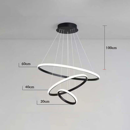 Nordic Simple Circles Pendant Lamp Chandelier LED 3 Rings lights for Dining Bar Living Room Chandelier Loft home decoration