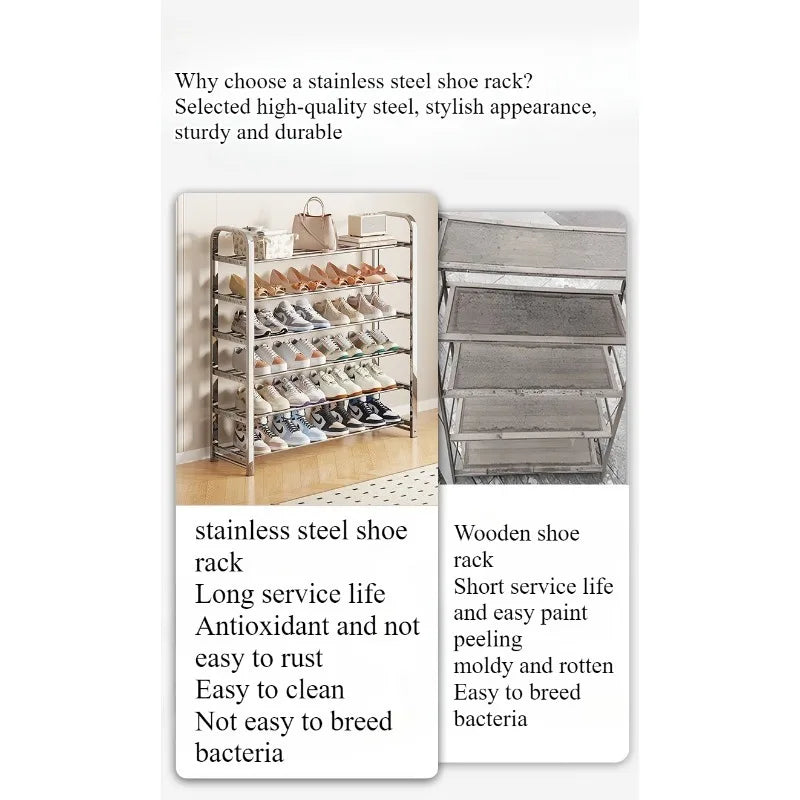 Thickened stainless steel shoe rack, family corridor, student dormitory, rental room, shoe cabinet