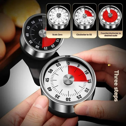 New Stainless Steel Visual Timer Mechanical Kitchen Timer 60-Minutes Alarm Cooking Timer With Loud Alarm Magnetic Clock Timer