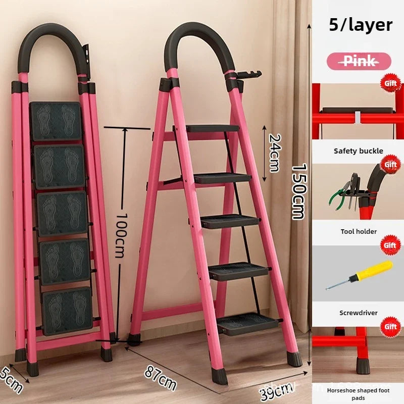 Ladder, zigzag ladder, folding ladder, three four five six step ladder, thickened carbon steel engineering ladder