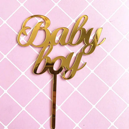 New Acrylic Kids Happy Birthday Cake Toppers Gold Boy or Girl Birthday Party Cake Topper for Baby Shower Gift Dessert Decoration
