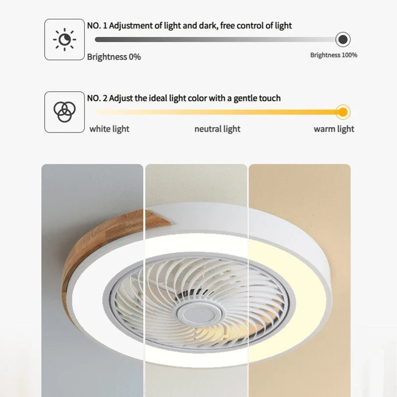 Nordic Wood Ceiling Fan Light Smart Ceiling Fans With Light For Living Room Dining Room Reversible 6 Speeds 50CM Fans Light