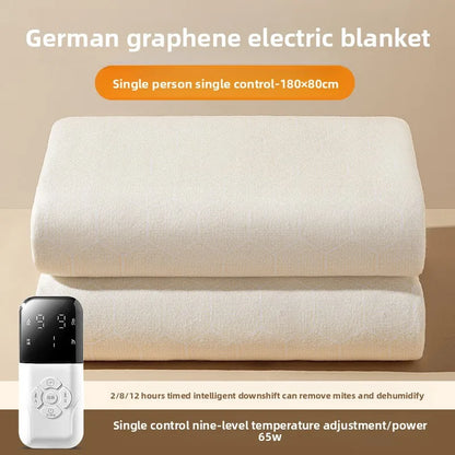 Graphene Electric Heated Blanket Dual Control Single Double Washable Home Dorm Energy Saving Fast Heating Auto Shutoff Cobertor