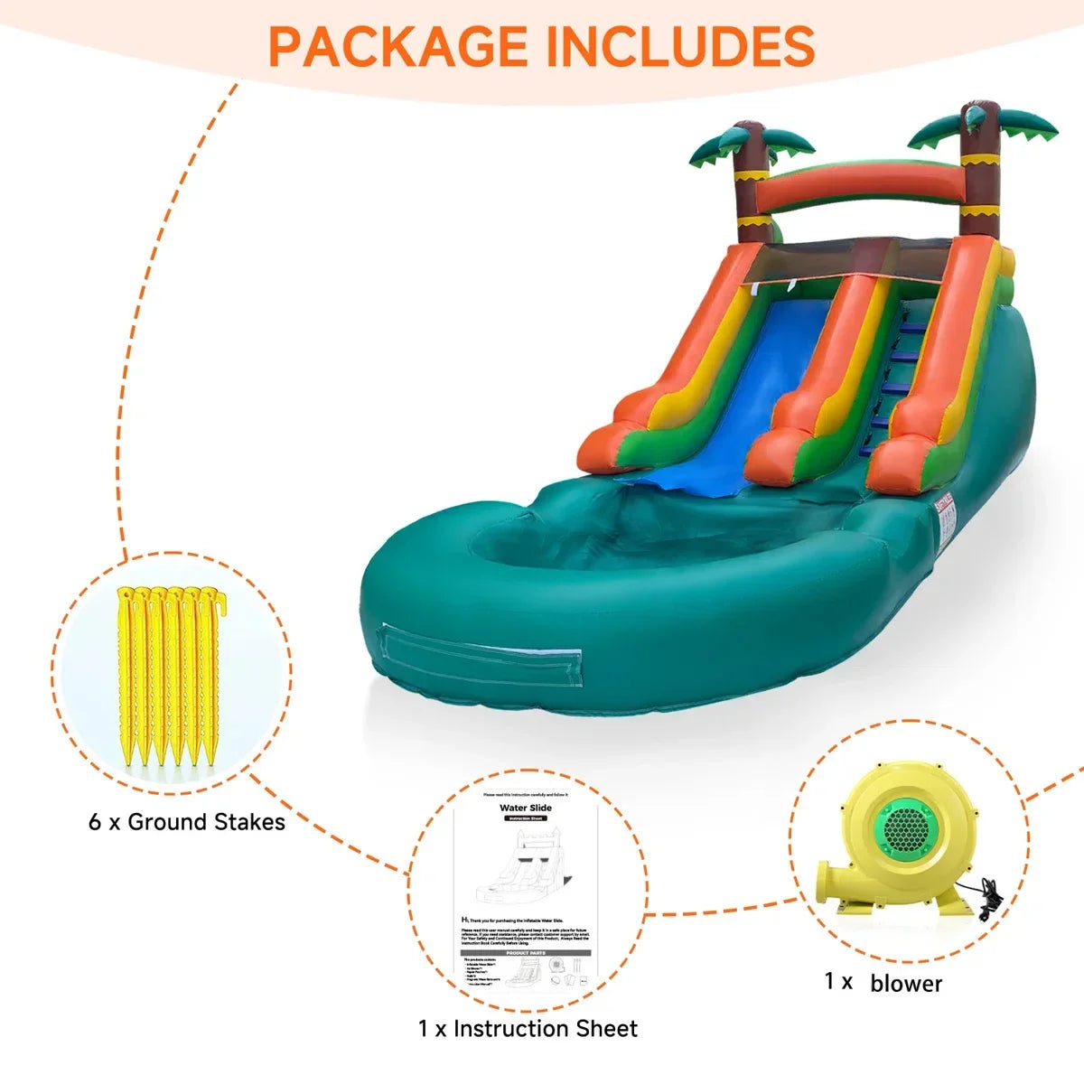 Commercial Grade WhiteInflatable Water Slide with Splash Pool and Air Blower for Party/Rental Inflatable Yard Decorations