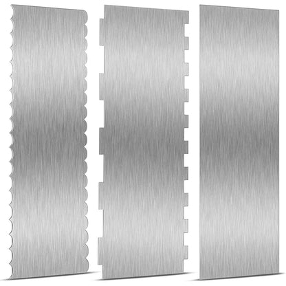 1 Piece Stainless Steel Cake Scraper Metal Cake Scraper Smoother Double Sided Patterned Edge Cake Decorating Comb YY126