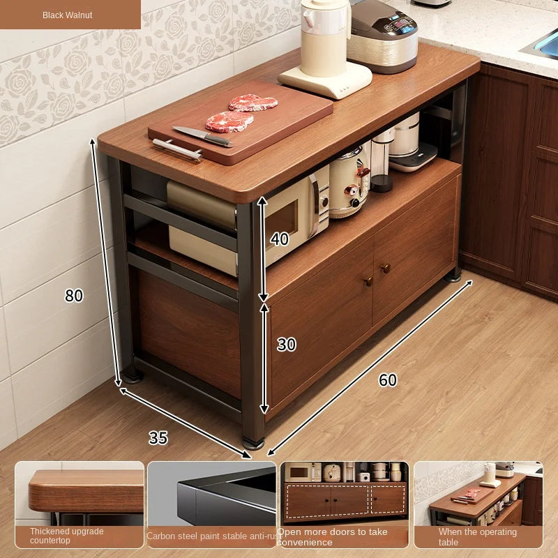 Multifunctional kitchen storage rack, sideboard cabinet, floor-standing wall table, workbench, cookware and bowl storage cabinet