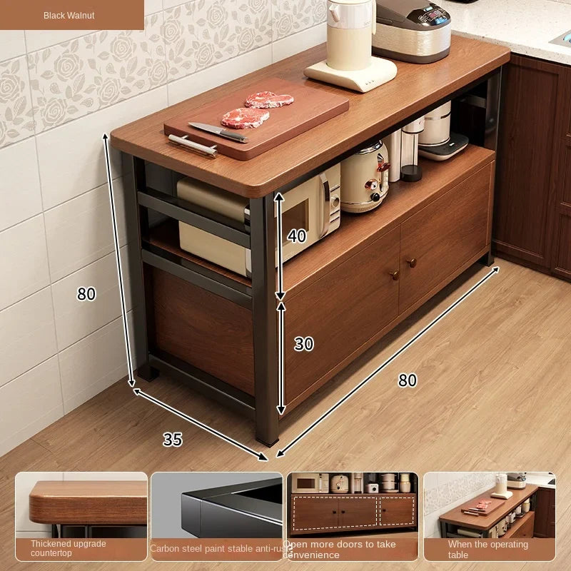 Multifunctional kitchen storage rack, sideboard cabinet, floor-standing wall table, workbench, cookware and bowl storage cabinet