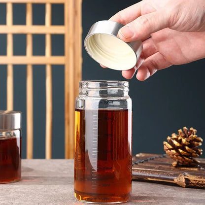 100-500ml Glass Bottle with Scale High Borosilicate Heat-resistant Glass Seal Jar Kitchen Seasoning Spices Storage Bottle Gadget