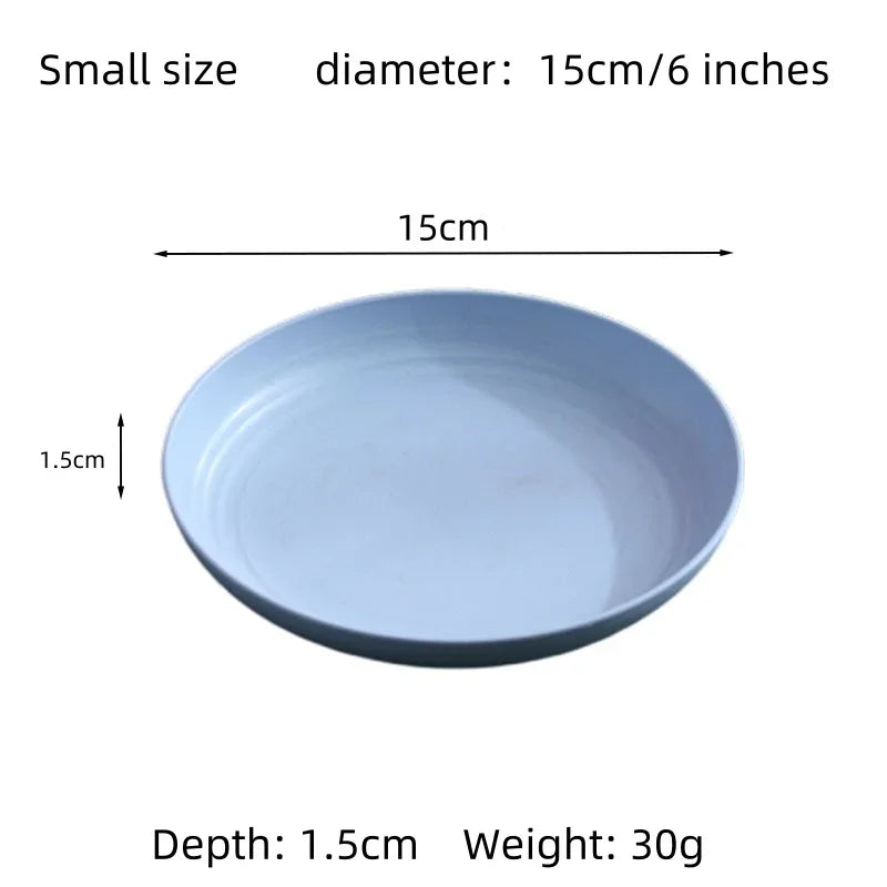 5 PCS Nordic Wheat Straw Plate Fruit Plate Vegetable Plate Plastic Bone Spitting Plate Dry Fruit Plate Tableware Large Plate