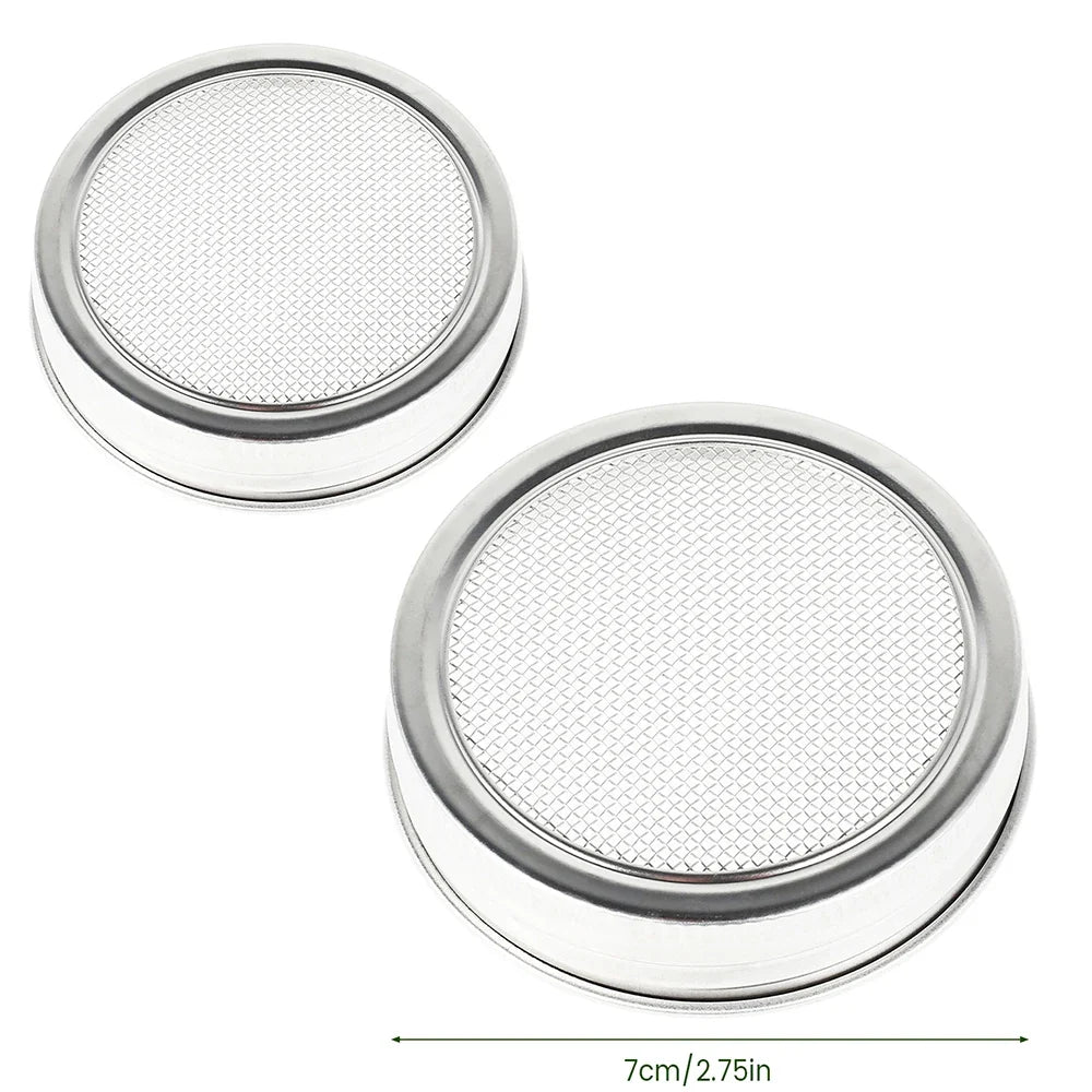 1/2 Pcs Seed Sprouter Germination Cover Stainless Steel Seed Sprout Can Lid Washable Wide Mouth Mason Jars Screen for Grow Bean