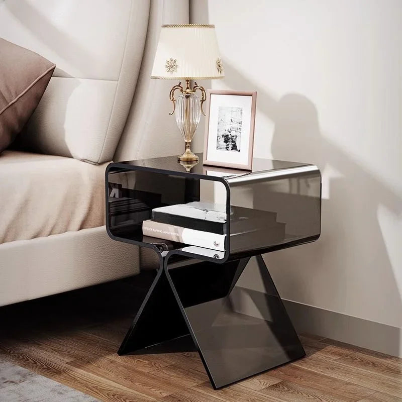 Modern Transparent Acrylic Bedside Table - Creative Side Table, Small Narrow End Table
