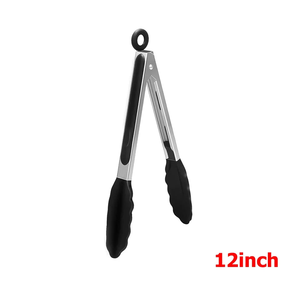 9 12 inch Kitchen Tongs For Cooking with Silicone Tips Heat Resistant Locking Cooking Tongs Non-Stick Food Tongs YY211