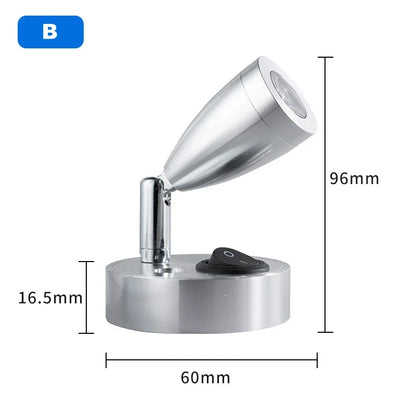 DC12V LED Spot Reading Light RV Boat Caravan Camp Trailer Bedside 3W Aluminum Spotlight Adjustable Interior Lighting With Switch