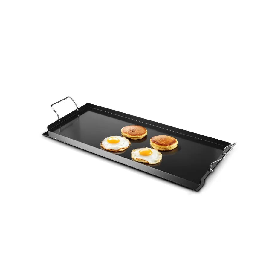 Carbon Steel Griddle 32x14 inch Universal Flat Top Rectangular Plate for Gas Grill BBQ Teppanyaki Portable Cooking with Handle