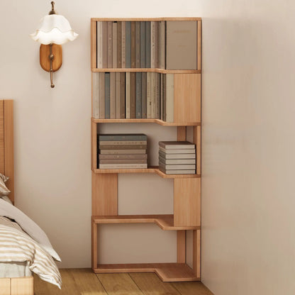 Solid wood corner bookshelf rack floor home living room corner multi-layer storage simple storage cabinet