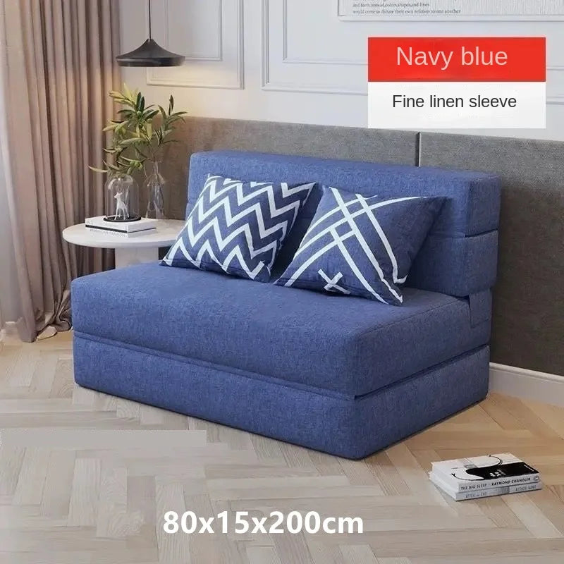 Folding sofa bed dual-purpose small apartment living room bedroom tatami rental house lazy sofa accompanying bed anti-fall pad
