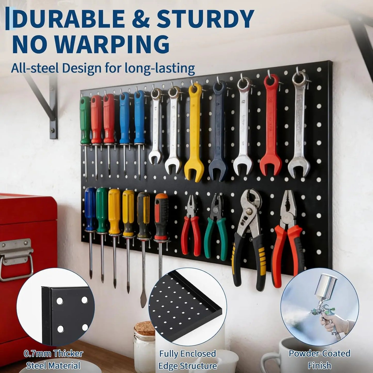 4 PCS Metal Pegboard Panels 48"X24" Peg Board Wall Organizer with Flexible Layout for Garage Storage,Workshop,Craft Room Tool