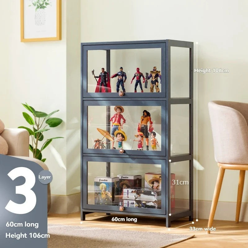 Handmade display cabinet, imitation glass transparent dustproof display cabinet, Lego toy acrylic storage box, bookshelf shelf