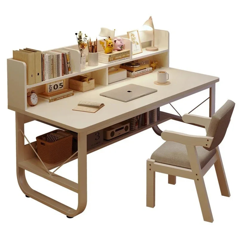 Computer Desk, Desktop, Home Bookshelf Integrated, Student Bedroom, Study Writing, Desk And Chair Combination, Simple Office Des