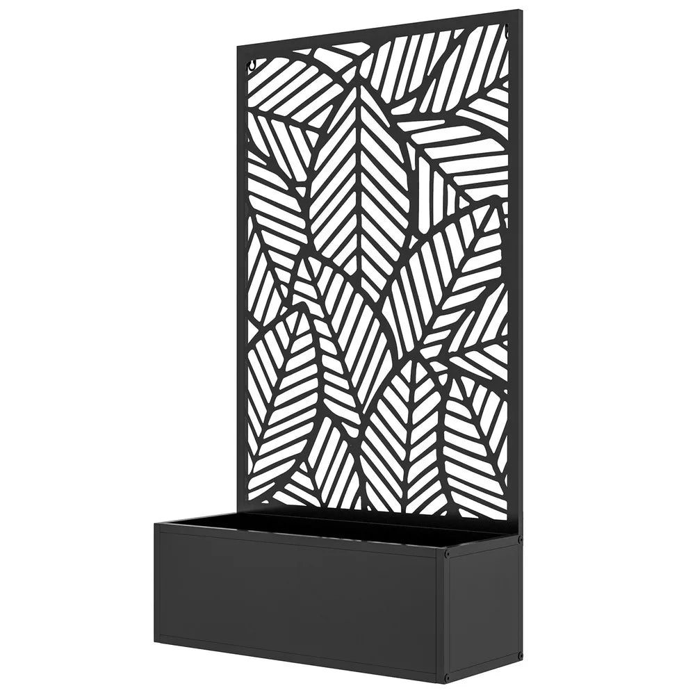 Outdoor Privacy Screen with Raised Graden Bed, Metal Frame