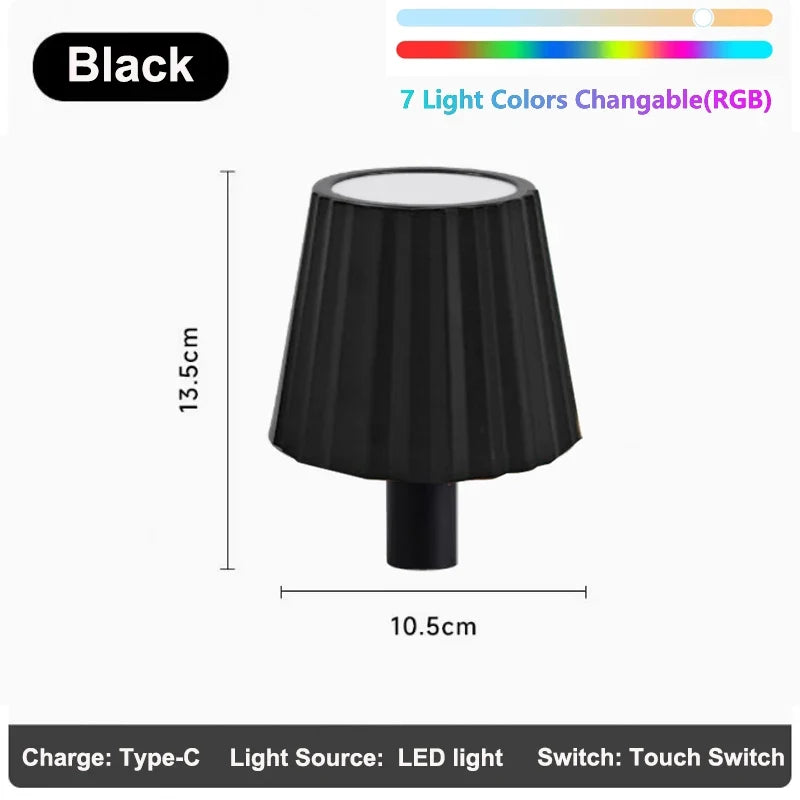 Wine Bottle LED Wireless Table Lamp 2000mAh 7 Colors Dimmable RGB USB Rechargeable Dining Table Lights Beverage Lamp Top touch