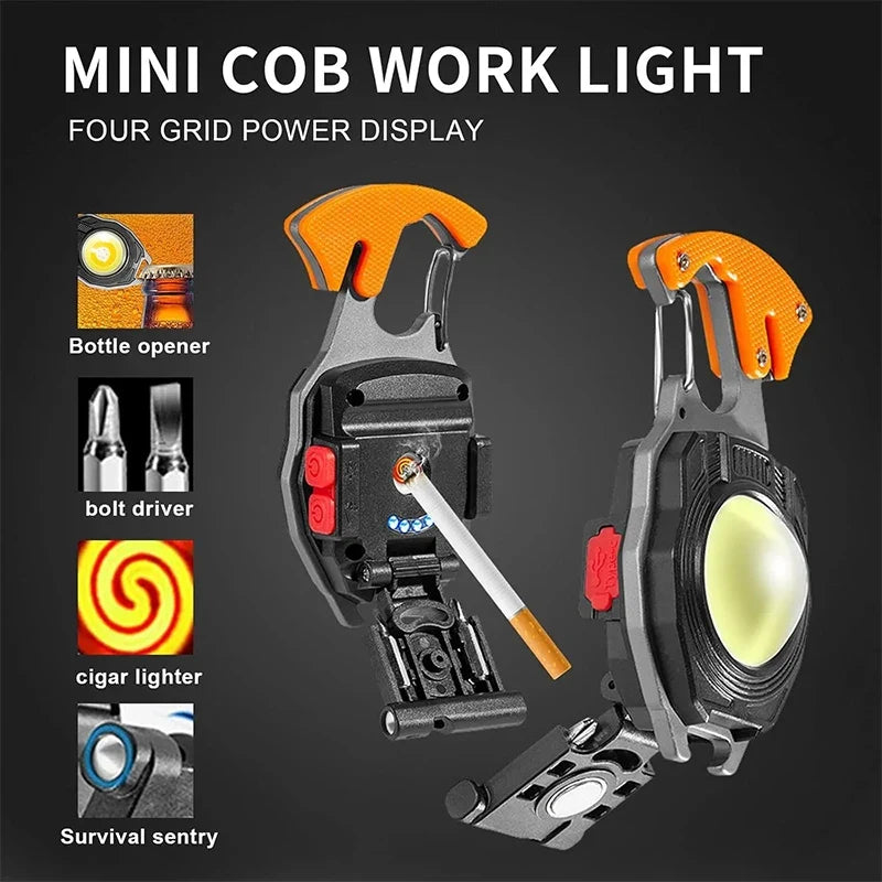 Led Keychain Flashlight, 500 Lumens Rechargeable Waterproof Portable Work Light, 7 Light Modes, Pocket Lamp with Battery Display