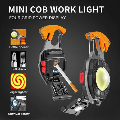 Led Keychain Flashlight, 500 Lumens Rechargeable Waterproof Portable Work Light, 7 Light Modes, Pocket Lamp with Battery Display