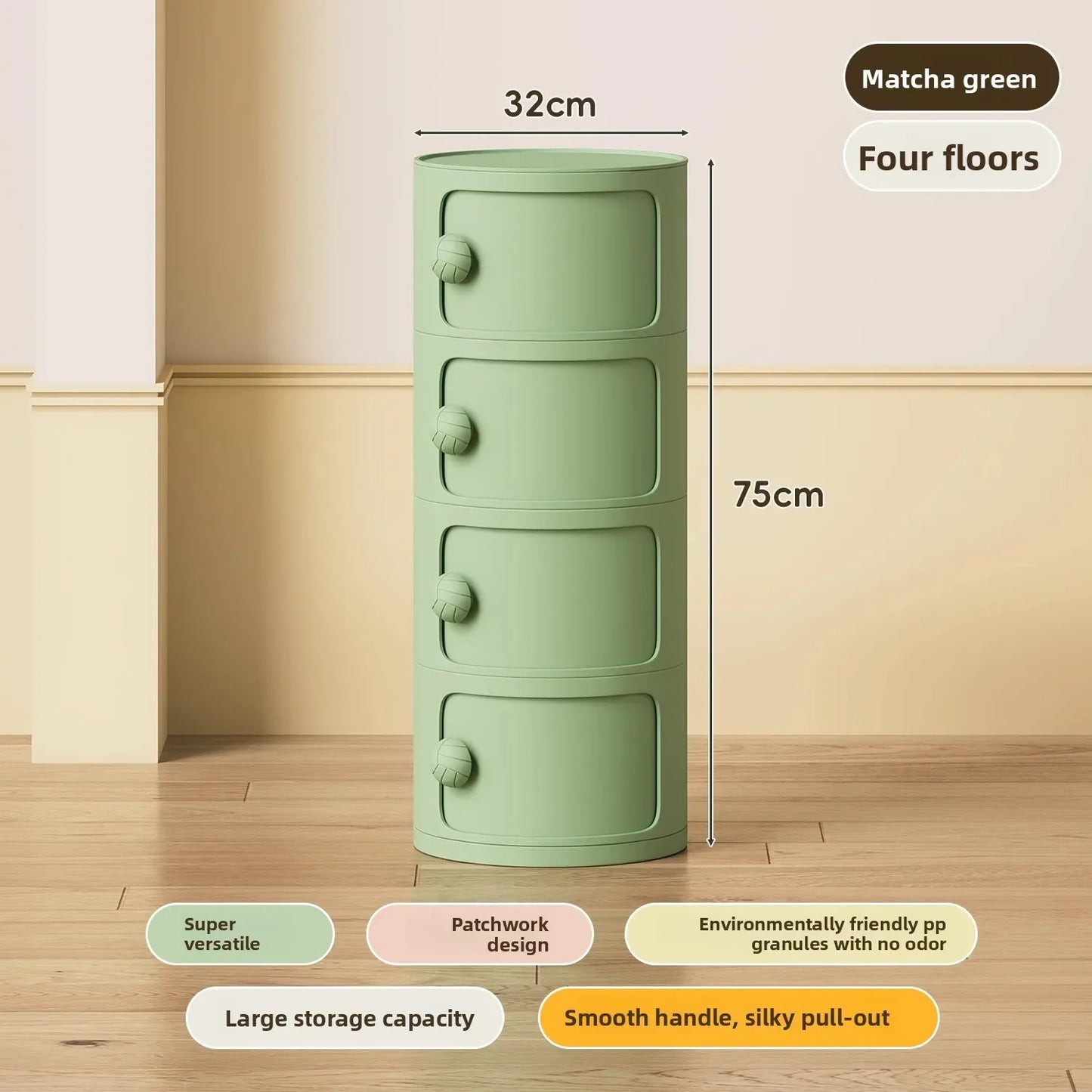 Bedside table Cream wind multi-layer cylindrical bedroom locker Ornament storage cabinet