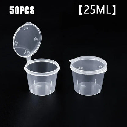 50Pcs Plastic Sauce Jars with Lids Leak-Proof Disposable Food Sauce Cups Packaging Containers for Salad Dressings And Seasonings