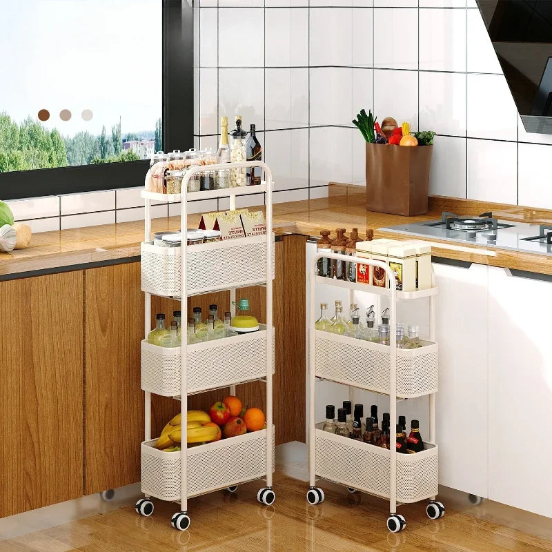 Slim Gap Portable Trolley Organizer Drawer Narrow Space Saver Kitchen Bathroom Sofa Fridge Multi Tier Foldable Storage Wheels